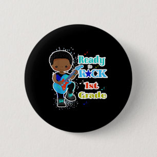 Badge Rond 5 Cm Joie de garçon noir élève de 1re année premier jou