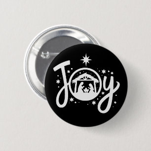 Badge Rond 5 Cm Joie de Noël chrétienne Jésus Scène de Nativité Fo
