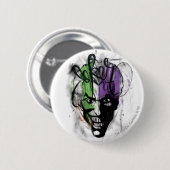 Badge Rond 5 Cm Joker Neon Airbrush Portrait (Devant & derrière)