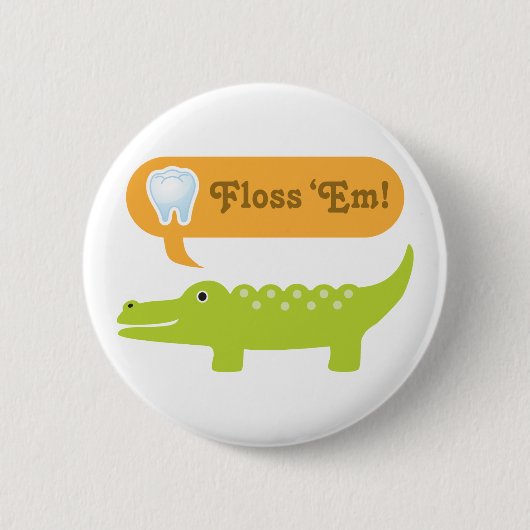 Badge Rond 5 Cm Joli Alligator Floss Hygiène dentaire (Devant)