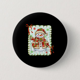Badge Rond 5 Cm Joli Bonhomme de Neige Patchwork Noël Xmas Hommes