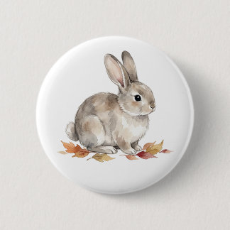 Badge Rond 5 Cm Joli Bouton de Lapin à l'Aquarelle Animaux de la F