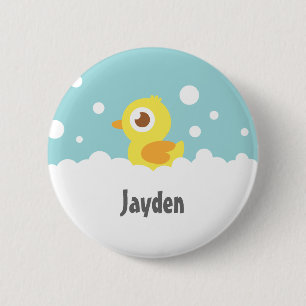 Badge Rond 5 Cm Joli Bouton de Nom Canard en Caoutchouc dans un Ba