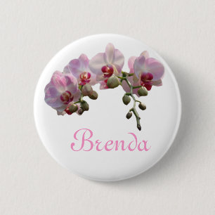 Badge Rond 5 Cm joli bouton de nom personnel de fleurs d'orchidée
