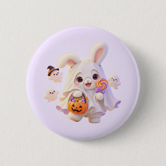 Badge Rond 5 Cm Joli bouton fantôme lapin Halloween