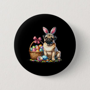 Badge Rond 5 Cm Joli Boxer Lapin Floral Pâques Oeufs Esquissé Chie