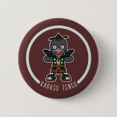 Badge Rond 5 Cm Joli Cartoon Crow Tengu | Yokai japonais (Devant)
