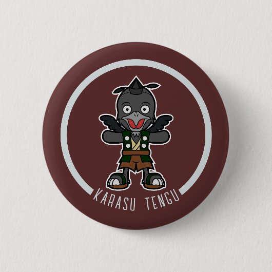 Badge Rond 5 Cm Joli Cartoon Crow Tengu | Yokai japonais (Devant)
