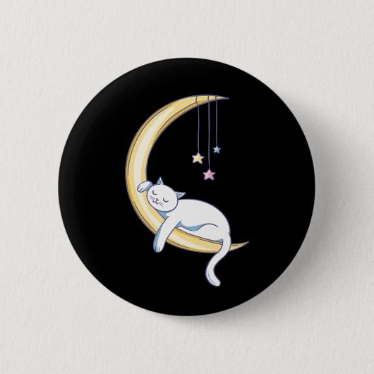 Badge Rond 5 Cm Joli Chat Blanc Endormi (Devant)