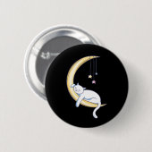 Badge Rond 5 Cm Joli Chat Blanc Endormi (Devant & derrière)