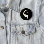 Badge Rond 5 Cm Joli Chat Blanc Endormi (En situation)