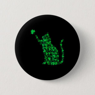 Badge Rond 5 Cm Joli chat jour de la Saint-Patrick trèfle chat cha