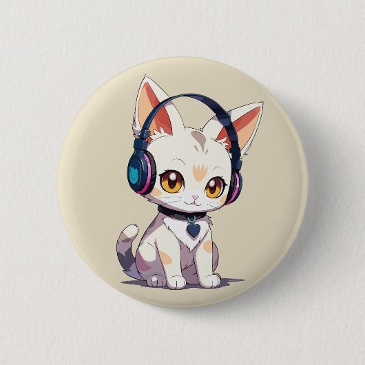 Badge Rond 5 Cm Joli Chat Stylé (Devant)