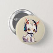 Badge Rond 5 Cm Joli Chat Stylé (Devant & derrière)