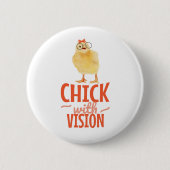 Badge Rond 5 Cm Joli Chick Avec Lunettes - Chick Avec Vision (Devant)