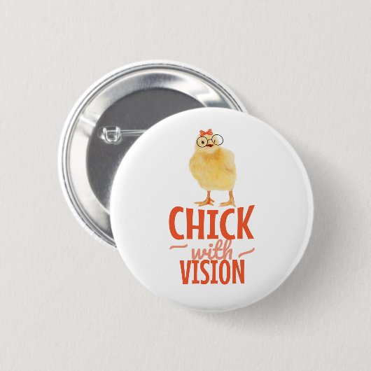 Badge Rond 5 Cm Joli Chick Avec Lunettes - Chick Avec Vision (Devant & derrière)