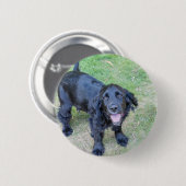 Badge Rond 5 Cm Joli chiot noir (Devant & derrière)