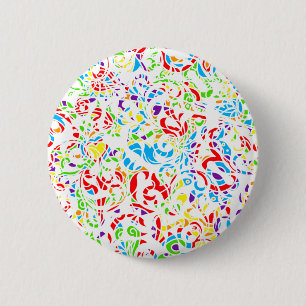 Badge Rond 5 Cm Joli coloré abstrait peinture fleurs pavé de souri