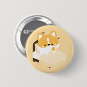 Badge Rond 5 Cm Joli Corgi Fatigué (Devant & derrière)