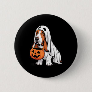 Badge Rond 5 Cm Joli costume de fantôme de chien basset avec citro