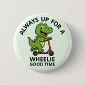 Badge Rond 5 Cm Joli Dinosaure Vert (Devant)