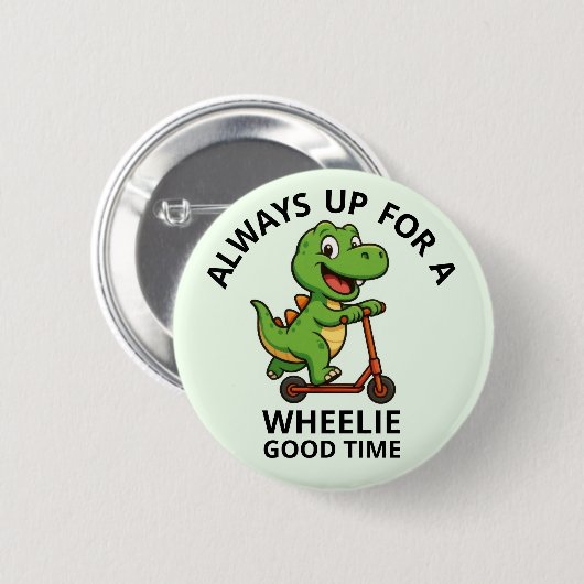 Badge Rond 5 Cm Joli Dinosaure Vert (Devant & derrière)