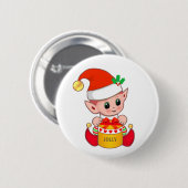 Badge Rond 5 Cm Joli elfe de Noël (Devant & derrière)