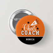 Badge Rond 5 Cm Joli Entraîneur Personnalisé Orange & Noir (Devant & derrière)