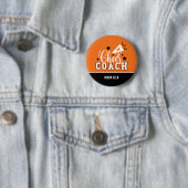 Badge Rond 5 Cm Joli Entraîneur Personnalisé Orange & Noir (En situation)