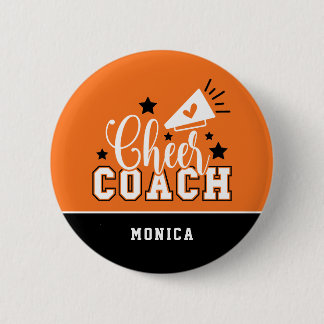 Badge Rond 5 Cm Joli Entraîneur Personnalisé Orange & Noir