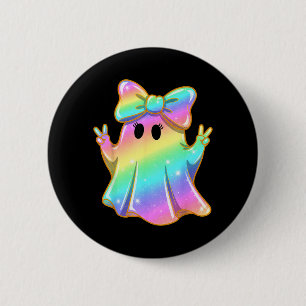 Badge Rond 5 Cm Joli fantôme arc-en-ciel paix drôle Halloween enfa