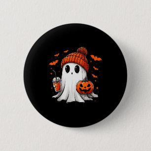 Badge Rond 5 Cm Joli fantôme buvant un café glacé Halloween Citrou