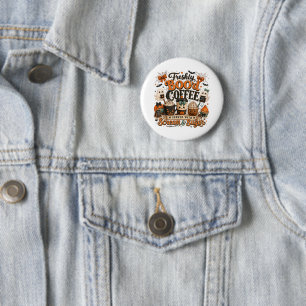 Badge Rond 5 Cm Joli Fantôme Ensorcelant Amateur de Café Halloween