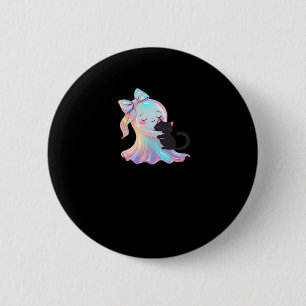 Badge Rond 5 Cm Joli fantôme Holographique Accrocher Chat Noir Cos