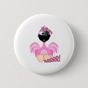 Badge Rond 5 Cm Joli flamant pirate Goofkins