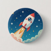 Badge Rond 5 Cm Joli fusée spatiale qui décolle (Devant)