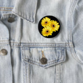 Badge Rond 5 Cm Joli Gerber Daisy Jaune Grosse Photo (En situation)