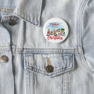 Badge Rond 5 Cm Joli gnome célébrant les fêtes de Noël