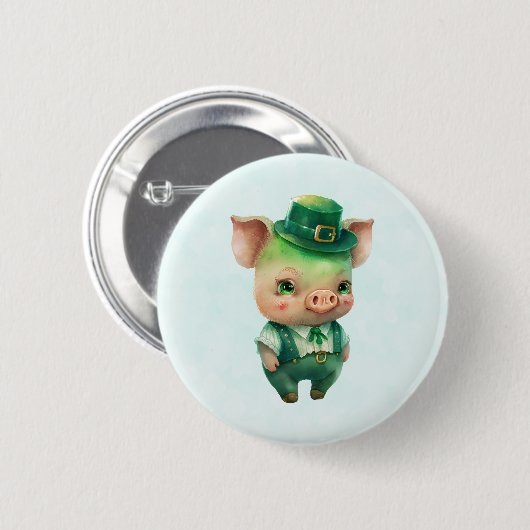 Badge Rond 5 Cm Joli Green St. Patrick's Day Pig (Devant & derrière)