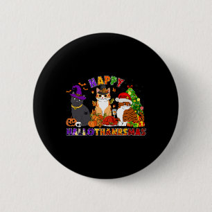 Badge Rond 5 Cm Joli Hallothanksmas Chat Noir pour Chat Noir