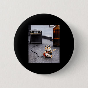 Badge Rond 5 Cm Joli hamster rockstar drôle guitare punk rock'n ro