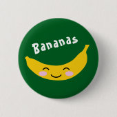 Badge Rond 5 Cm Joli jaune Kawaii sourire banane design (Devant)