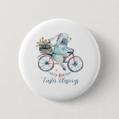 Badge Rond 5 Cm Joli lapin de Pâques à vélo (Devant)