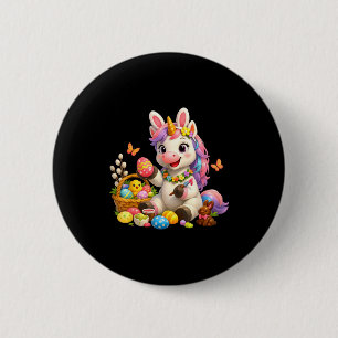Badge Rond 5 Cm Joli lapin de Pâques licorne oeuf arc-en-ciel magi