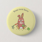 Badge Rond 5 Cm Joli Lapin Jaune Endormi (Devant)