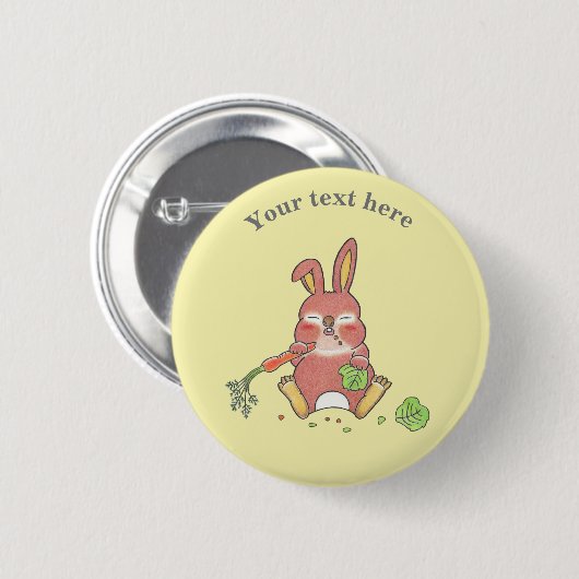 Badge Rond 5 Cm Joli Lapin Jaune Endormi (Devant & derrière)