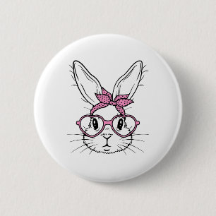 Badge Rond 5 Cm Joli Lapin Rabbit Face Avec Bandana Heart Gles Eas