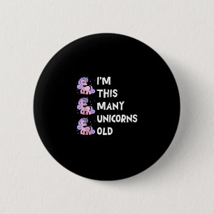 Badge Rond 5 Cm Joli Licorne Ancien 3 Trois Ans Anniversaire x Enf
