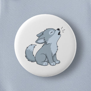 Badge Rond 5 Cm Joli louveteau hurlant
