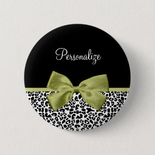 Badge Rond 5 Cm Joli mât vert de printemps Empreinte de léopard po